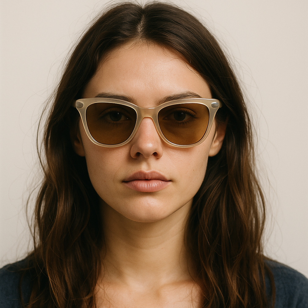 Oliver Peoples XXV Beige Square Sunglasses Italy RX Frames w Case